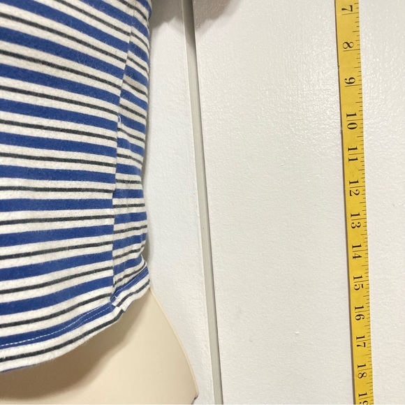 PacSun Nautical Navy Crop Top Over Shoulder Blue White Stripes Womens Medium - Picture 6 of 11